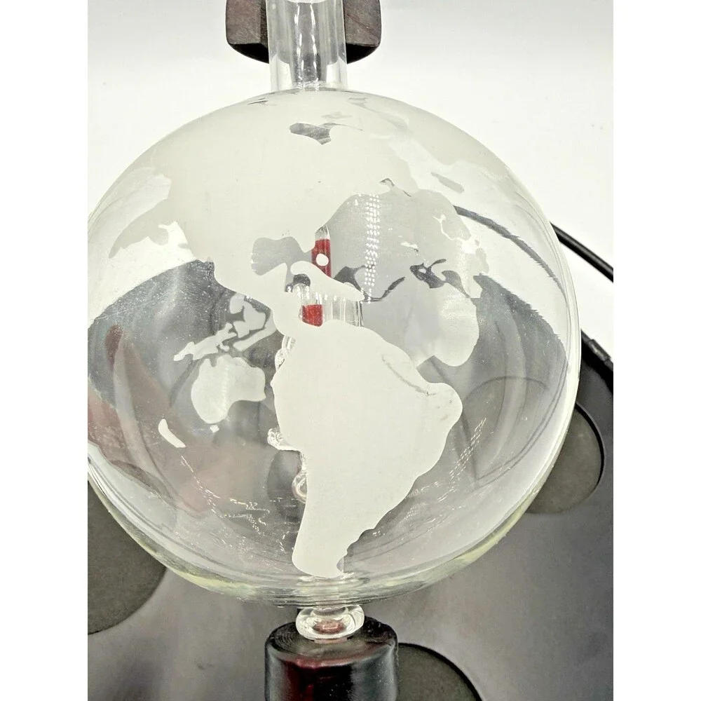 Whiskey Liquor/Wine Decanter Globe World Set Spun Glass Ship 4 Glasses/Tray